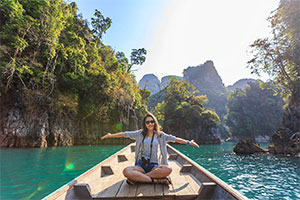 girl in a boat on a tropical excursion