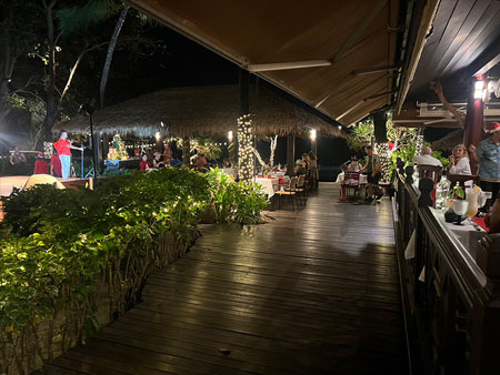 View of guests at Anavana beachside restaurant