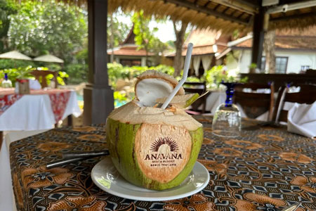 Refreshing Coconut Milk Drink at Anavana Beachside Restaurant & Bar