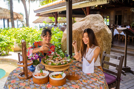 two women having a thai lunch at Anavana Beachside Restaruant & Bar