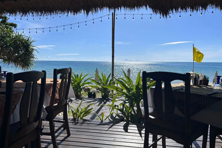 View of the beach from Anavana Beachside Restaurant and Bar's open air restaurant