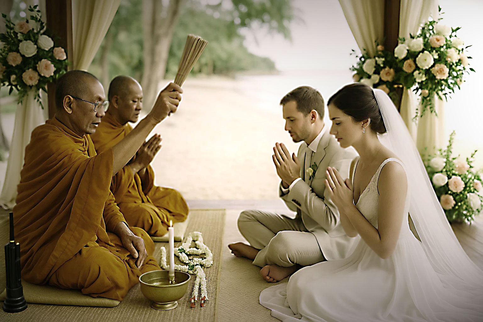 combination Thai & Western style wedding ceremony on chaweng beach at anavana beach resort