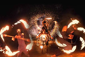 Fire show performers doing their thing at Anavana Beach Resort, Koh Samui, Thailand