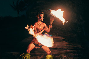New Zealand Maori fire dance